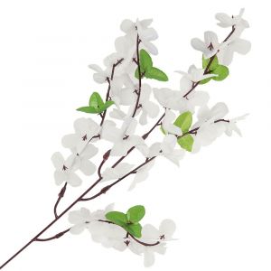 Dekorace umělá Větvička s květy 50cm - 1ks - Ecru