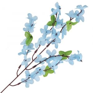 Dekorace umělá Větvička s květy 50cm - 1ks - Modrá
