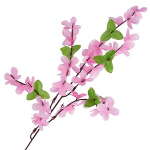 Dekorace umělá Větvička s květy 50cm - 1ks - Růžová
